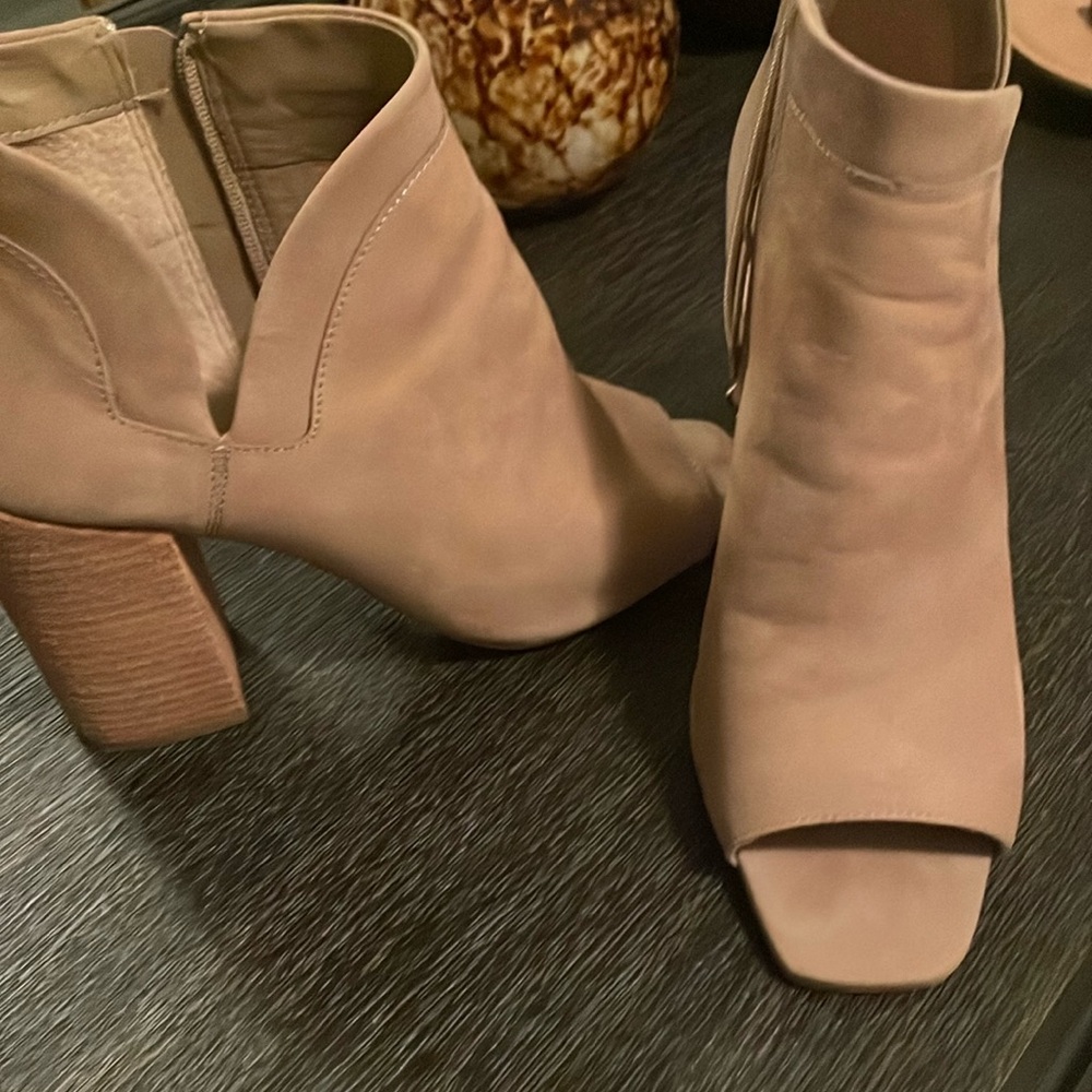 Tan suede booties